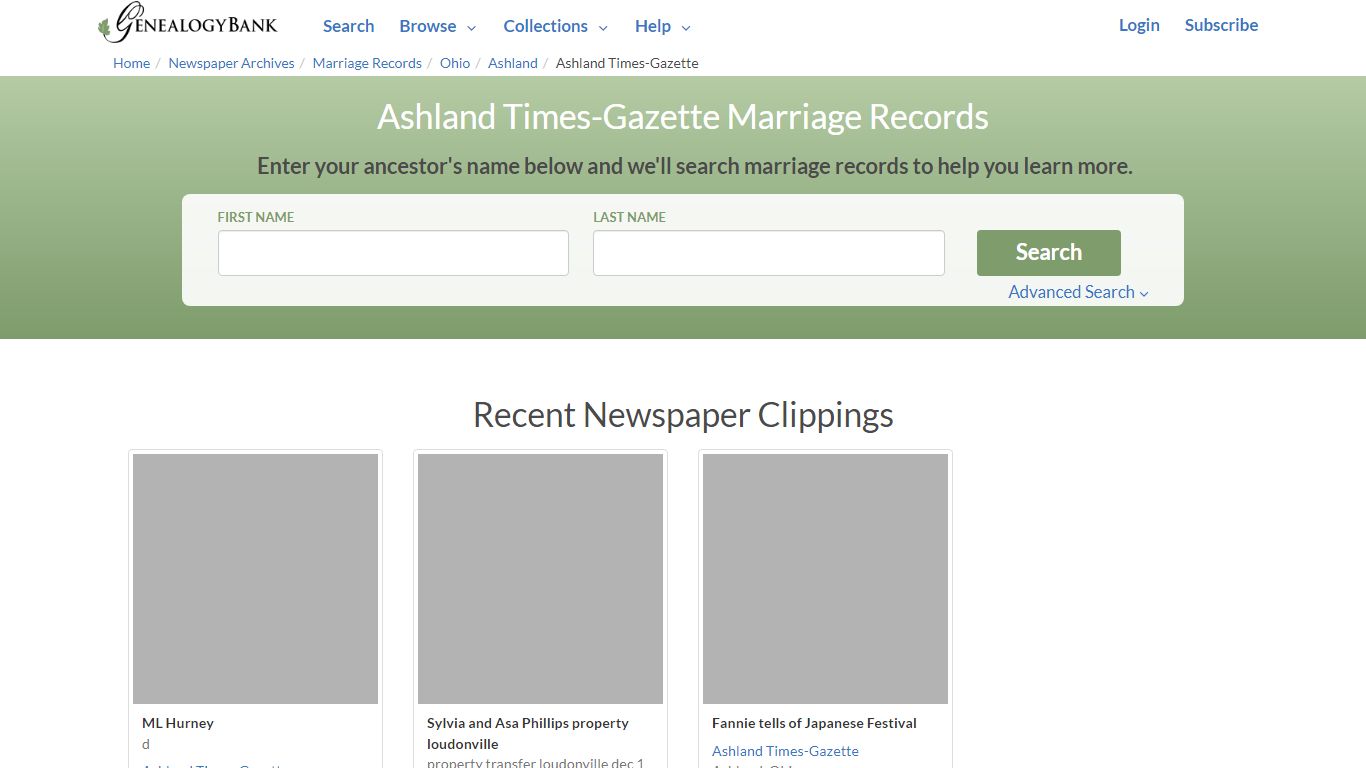 Ashland Times-Gazette Marriage Records Online Search